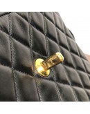 CHANEL Vintage Turn Lock Black Lambskin Shoulder/Crossbody Flap Bag - GHW