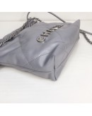 CHANEL 22 Mini Crossbody Handbag in Grey Calfskin – Silver Metal Hardware (Year 2023)