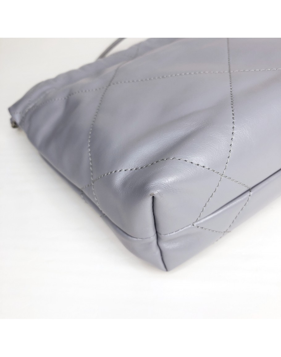 CHANEL 22 Mini Crossbody Handbag in Grey Calfskin – Silver Metal Hardware  (Year 2023)
