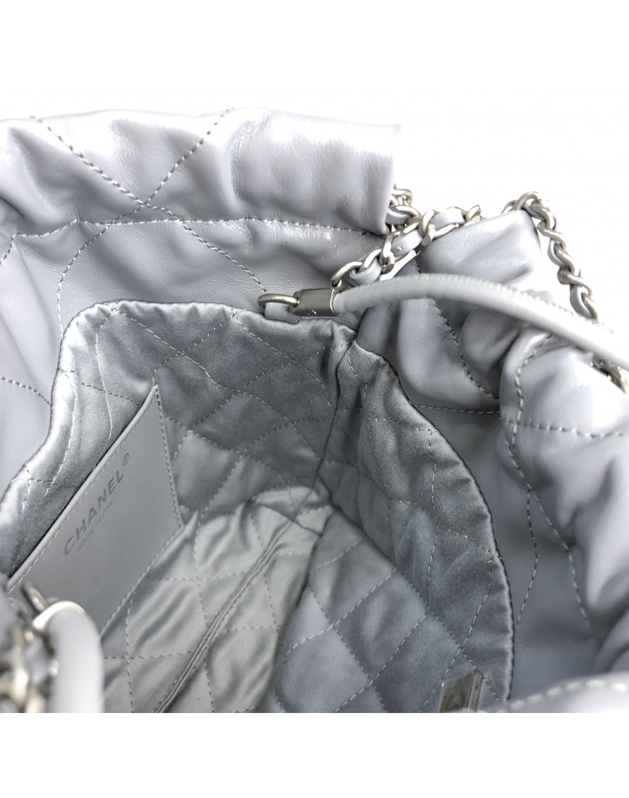 Grey Quilted Calfskin Mini 22 Silver Hardware, 2023
