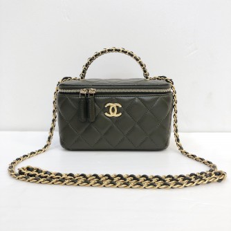 CHANEL Small Vanity Case with Top Chain Handle & Crossbody Chain – GHW