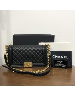 CHANEL Medium Leboy Flap Bag in Black Smooth Calfskin – Aged Gold Hardware (27 Series – Year 2019)