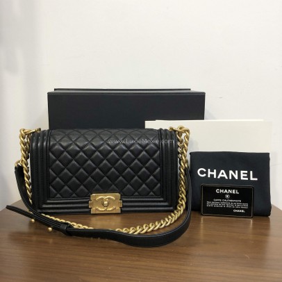 CHANEL Medium Leboy Flap Bag in Black Smooth Calfskin – Aged Gold Hardware (27 Series – Year 2019)