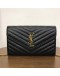 YVES SAINT LAURENT Medium Monogram Chain Wallet (WOC) in Black Grained Calfskin - GHW (Year 2022)
