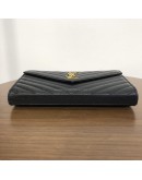 YVES SAINT LAURENT Medium Monogram Chain Wallet (WOC) in Black Grained Calfskin - GHW (Year 2022)
