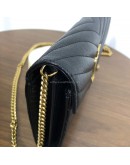 YVES SAINT LAURENT Medium Monogram Chain Wallet (WOC) in Black Grained Calfskin - GHW (Year 2022)