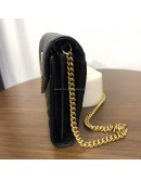YVES SAINT LAURENT Medium Monogram Chain Wallet (WOC) in Black Grained Calfskin - GHW (Year 2022)