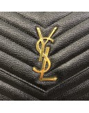YVES SAINT LAURENT Medium Monogram Chain Wallet (WOC) in Black Grained Calfskin - GHW (Year 2022)
