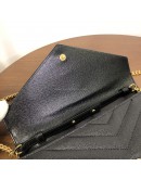 YVES SAINT LAURENT Medium Monogram Chain Wallet (WOC) in Black Grained Calfskin - GHW (Year 2022)