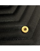 YVES SAINT LAURENT Medium Monogram Chain Wallet (WOC) in Black Grained Calfskin - GHW (Year 2022)