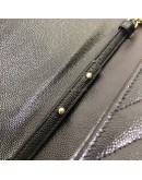 YVES SAINT LAURENT Medium Monogram Chain Wallet (WOC) in Black Grained Calfskin - GHW (Year 2022)