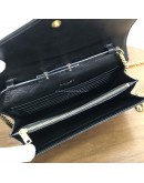 YVES SAINT LAURENT Medium Monogram Chain Wallet (WOC) in Black Grained Calfskin - GHW (Year 2022)