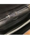 YVES SAINT LAURENT Medium Monogram Chain Wallet (WOC) in Black Grained Calfskin - GHW (Year 2022)