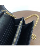YVES SAINT LAURENT Medium Monogram Chain Wallet (WOC) in Black Grained Calfskin - GHW (Year 2022)
