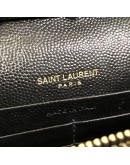 YVES SAINT LAURENT Medium Monogram Chain Wallet (WOC) in Black Grained Calfskin - GHW (Year 2022)