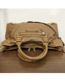 BALENCIAGA Medium Classic City Handbag with Shoulder Strap in Brown Arena Lambskin – GHW