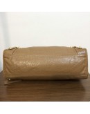 BALENCIAGA Medium Classic City Handbag with Shoulder Strap in Brown Arena Lambskin – GHW
