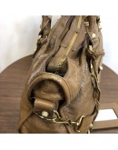 BALENCIAGA Medium Classic City Handbag with Shoulder Strap in Brown Arena Lambskin – GHW