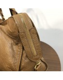 BALENCIAGA Medium Classic City Handbag with Shoulder Strap in Brown Arena Lambskin – GHW