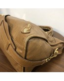 BALENCIAGA Medium Classic City Handbag with Shoulder Strap in Brown Arena Lambskin – GHW