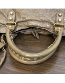 BALENCIAGA Medium Classic City Handbag with Shoulder Strap in Brown Arena Lambskin – GHW