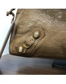 BALENCIAGA Medium Classic City Handbag with Shoulder Strap in Brown Arena Lambskin – GHW