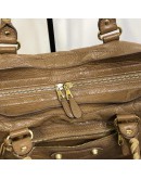 BALENCIAGA Medium Classic City Handbag with Shoulder Strap in Brown Arena Lambskin – GHW