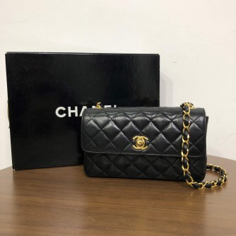 CHANEL Vintage Mini Rectangular Classic Flap (CF) in Black Lambskin – GHW