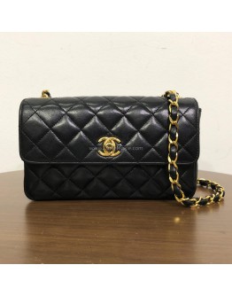 CHANEL Vintage Mini Rectangular Classic Flap (CF) in Black Lambskin – GHW