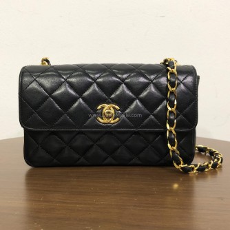 CHANEL Vintage Mini Rectangular Classic Flap (CF) in Black Lambskin – GHW