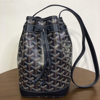 GOYARD Petit Flot PM Bucket Bag in Navy Goyardine Canvas (Year 2025)
