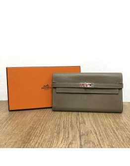 HERMES Kelly Long Wallet in Etoupe Epsom Leather – PHW (Stamp D – Year 2019)