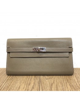 HERMES Kelly Long Wallet in Etoupe Epsom Leather – PHW (Stamp D – Year 2019)