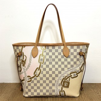 LOUIS VUITTON N40471 Damier Azur Nautical Neverfull MM Tote Bag with Pochette – GHW (Microchip - Year 2023 Limited Edition)