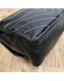 YVES SAINT LAURENT Niki Medium Studded Chain Bag in Black Crinkled Vintage Calf Leather – RHW