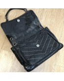 YVES SAINT LAURENT Niki Medium Studded Chain Bag in Black Crinkled Vintage Calf Leather – RHW