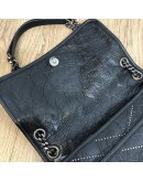 YVES SAINT LAURENT Niki Medium Studded Chain Bag in Black Crinkled Vintage Calf Leather – RHW