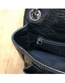 YVES SAINT LAURENT Niki Medium Studded Chain Bag in Black Crinkled Vintage Calf Leather – RHW