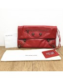 BALENCIAGA Red Envelope Clutch with Giant 21 Bronze Tone Hardware