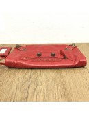 BALENCIAGA Red Envelope Clutch with Giant 21 Bronze Tone Hardware