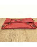 BALENCIAGA Red Envelope Clutch with Giant 21 Bronze Tone Hardware