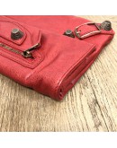 BALENCIAGA Red Envelope Clutch with Giant 21 Bronze Tone Hardware