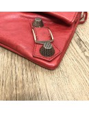 BALENCIAGA Red Envelope Clutch with Giant 21 Bronze Tone Hardware