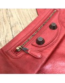 BALENCIAGA Red Envelope Clutch with Giant 21 Bronze Tone Hardware