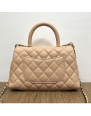 CHANEL Small Coco Handle Handbag in Peach Caviar with Shoulder Strap – Light Gold Hardware (31 Series – Year 2021)