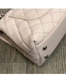 CHANEL Small Coco Handle Handbag in Peach Caviar with Shoulder Strap – Light Gold Hardware (31 Series – Year 2021)