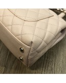 CHANEL Small Coco Handle Handbag in Peach Caviar with Shoulder Strap – Light Gold Hardware (31 Series – Year 2021)