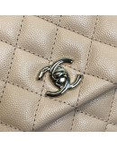 CHANEL Small Coco Handle Handbag in Peach Caviar with Shoulder Strap – Light Gold Hardware (31 Series – Year 2021)