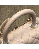 CHANEL Small Coco Handle Handbag in Peach Caviar with Shoulder Strap – Light Gold Hardware (31 Series – Year 2021)