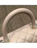 CHANEL Small Coco Handle Handbag in Peach Caviar with Shoulder Strap – Light Gold Hardware (31 Series – Year 2021)